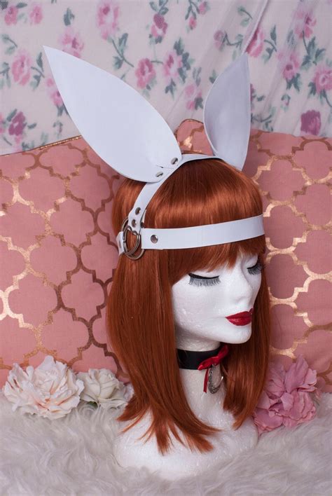 Bunny Rabbit Ears Faux Leather Fetish Headpiece Head Harness Etsy