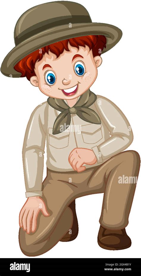 Boy In Park Ranger Uniform On White Background Stock Vector Image And Art