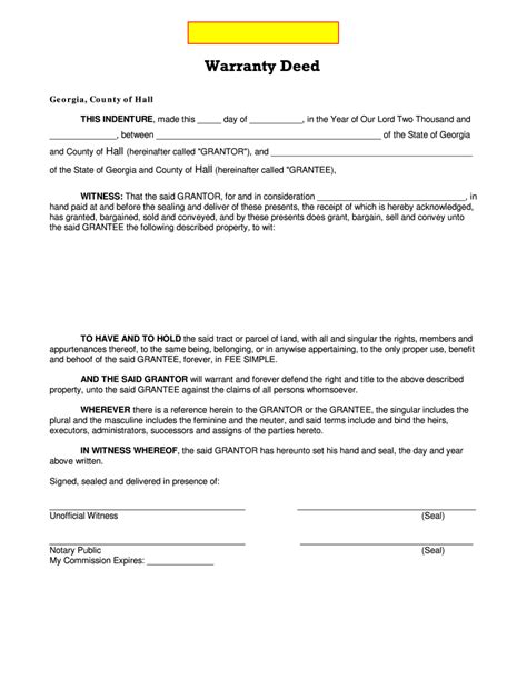 Free Printable Warranty Deed Form Printable Forms Free Online