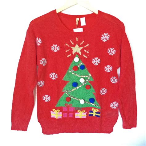Handm Christmas Tree Red Tacky Ugly Sweater The Ugly Sweater Shop