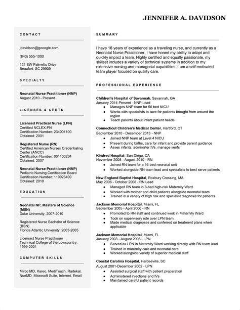 travel nurse resume template travel nurse resume