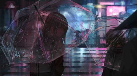 Anime Girl In Rain With Umbrella 4k Hd Anime 4k