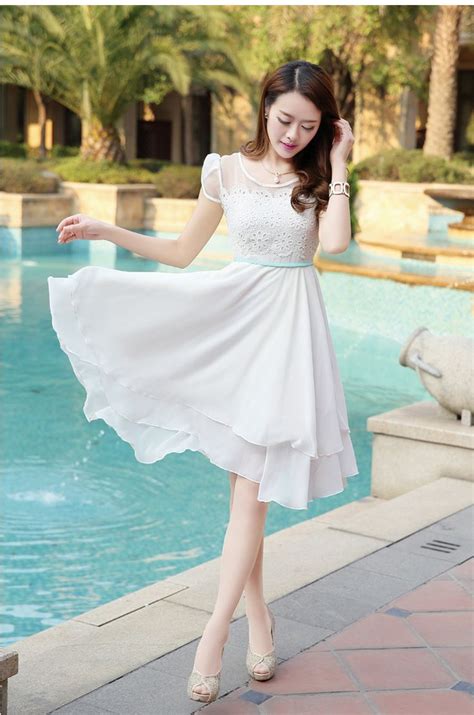 Elegant Layered Chiffon Dress Lace Top Yrb Yrbfashion Korean Dresses Fashion Korean