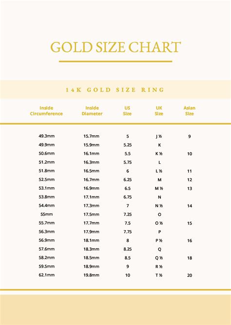 Wedding Ring Size Chart Pdf