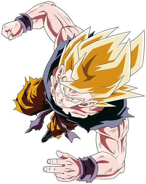 A Drawing Of Gohan From The Dragon Ball Game With His Arms Stretched Out