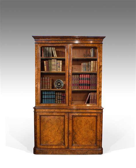 Antique Walnut Bookcase Glazed Bookcase Display Cabinet Library