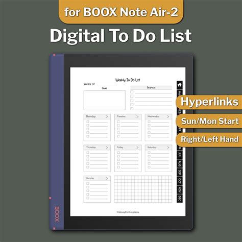 Boox Note Air 2 To Do List To Do List Templates Daily To Etsy