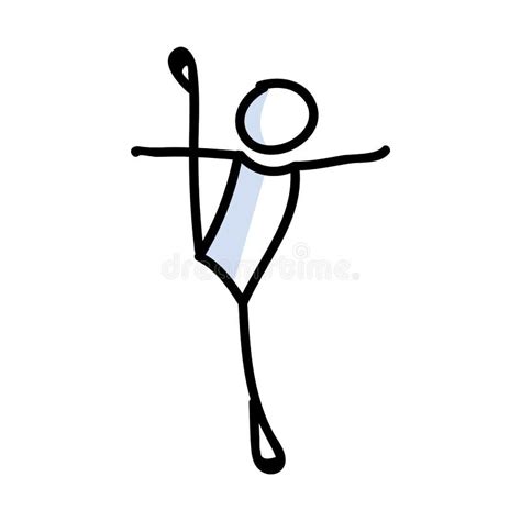 Hand Drawn Stickman Ballet Dancer Jump Concept Simple Outline Ballerina Figure Doodle Icon