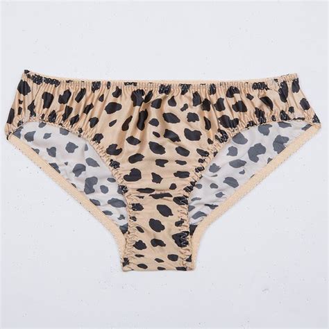 2020 Women Sexy Leopard Print Panties Silk Satin Underwear Briefs Thong