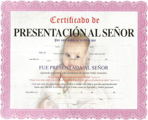 Collection Of Certificados Presentacion De Ninos Cristianos Para