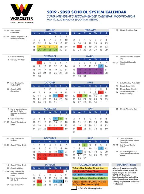 Updated school calendar approved amid coronavirus - Worcester County