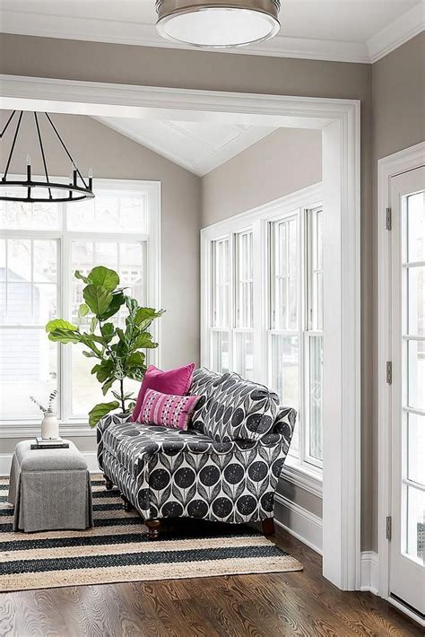 Benjamin Moore Smoke Embers Grey walls with white trim ...
