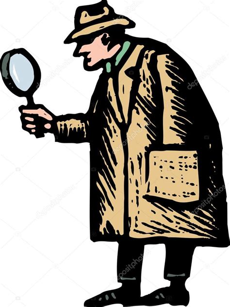 Police Detective With Magnifying Glass — Stock Vector © Ronjoe 30503625