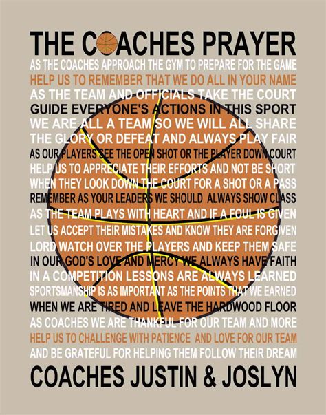 The Coaches Prayer Personalized With Basketball The Etsy