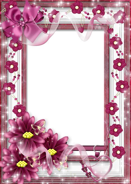 Beautiful Flower Transparent Frame With Pink Bow Unique Picture Frames