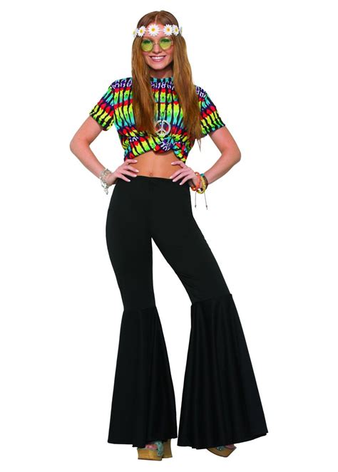 Black Hippie Women Bell Bottoms Hippie Outfits Hippie Costume 70s