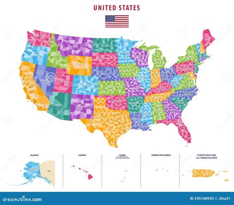 United States Congressional Districts Vector High Detailed Map Stock Vector Illustration Of