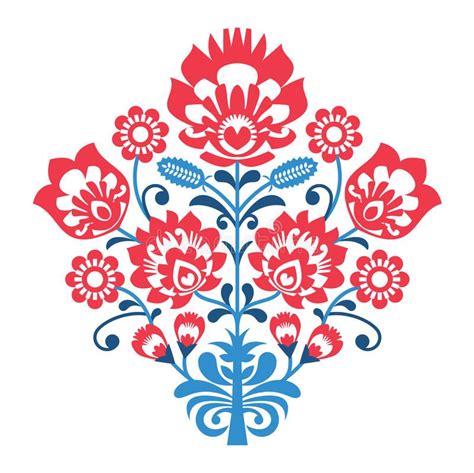 polish folk art pattern with flowers wzory lowickie wycinanka stock illustration image