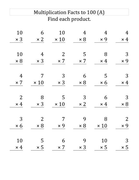 Worksheets Multiplication For Grade 3
