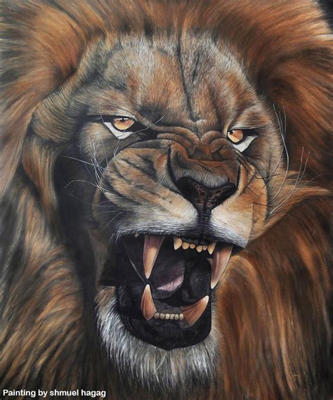 Lion Roar Oil Painting By Shmuel Hagag By Shmuelhagag Lion Painting