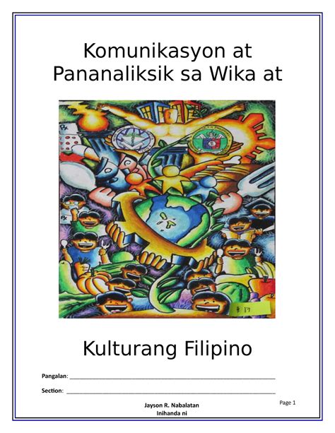 Komunikasyon At Pananaliksik Sa Wika At Kulturang Filipino Module