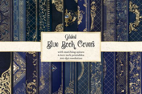 Gilded Blue Book Covers Textures ~ Creative Market