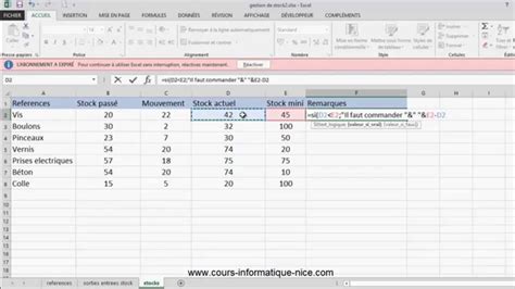 Excel Cours Et Formation Vidéo Tutoriel Nice Gestion Des Stocks