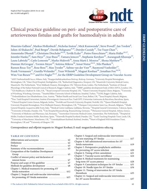Pdf Clinical Practice Guideline On Peri And Postoperative Care Of Arteriovenous Fistulas And