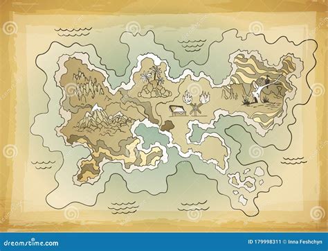 Retro Styled Treasure Map Vector Design For App Game User Interface