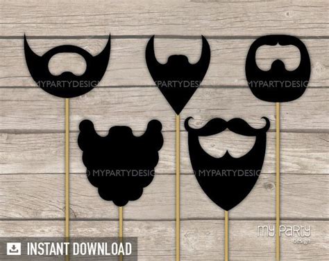 Photo Booth Props Printable Beards Props On A Stick Instant