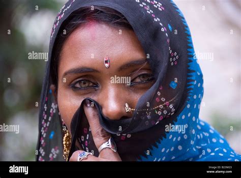 Portrait Of A Rajasthani Woman From The Thar Desert Of India With