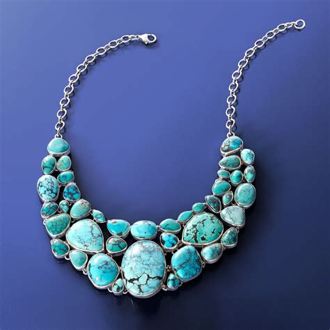 Turquoise Bib Necklace In Sterling Silver 18 Ross Simons