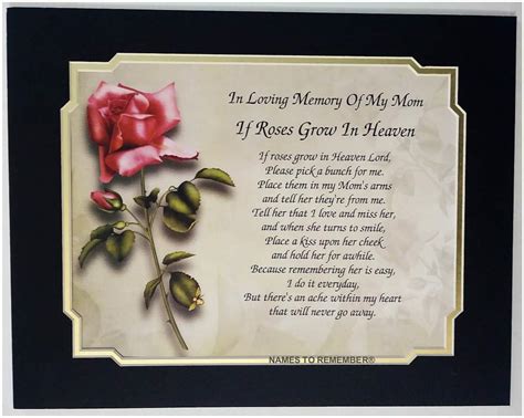 Buy Cazual Creations In Memory Of Mom If Roses Grow In Heaven Memorial Poem For Loss Of Mother