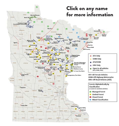 Map Of Off Highway Vehicle Locations In Minnesota Road Trip To Colorado