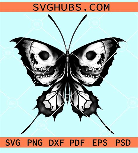 Skull Butterfly SVG, Butterfly Skull svg, Skull Animal svg, Gothic svg