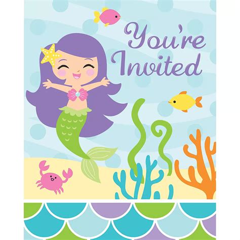 Friendly Mermaid Invitations 8ct Party City