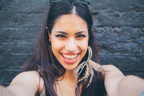 Beautiful Persian Woman Smiling Selfie By Stocksy Contributor Kkgas Stocksy