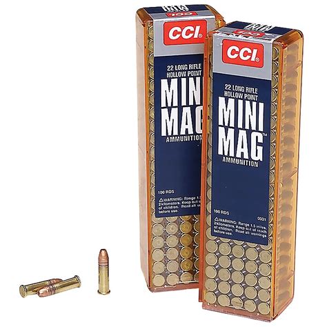 Cci Mini Mag 22 Lr Copper Plated Hollow Point Ammunition 100 Rounds
