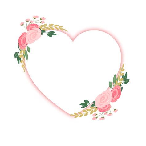 Gambar Bingkai Bunga Berbentuk Hati Untuk Elemen Kartu Pernikahan Png