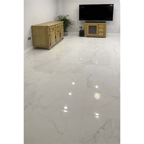 Carrara White Marble Effect Polished Floor Tile Tiles From Tile Mountain