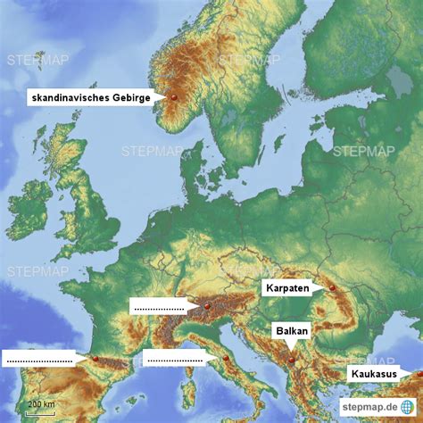 Landkarte Europa Gebirge Rurradweg Karte