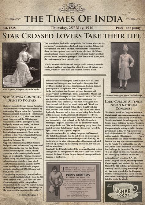 Current event and general interest articles are a wonderful resource for students. Romeo and Juliet - Georgie Carson