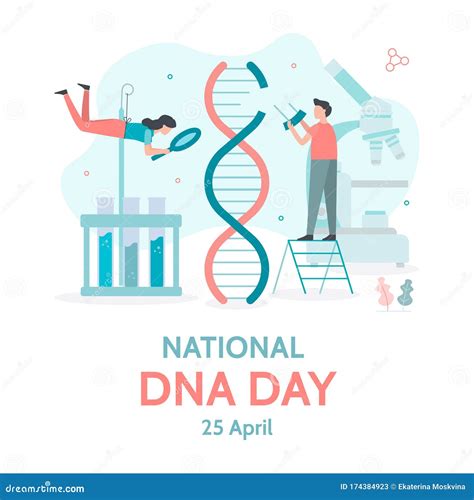 National Dna Day Banner Stock Vector Illustration Of Microscope