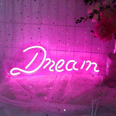 Pink Dream Led Neon Sign Dream Neon Sign Pink Neon Wall Etsy
