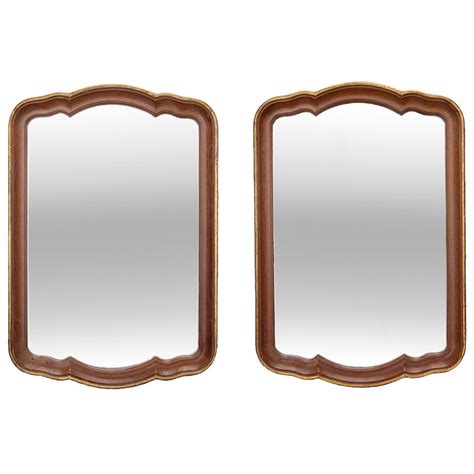 Pair Of French Wood Frame Mirrors With Gilded Edges Wood Framed