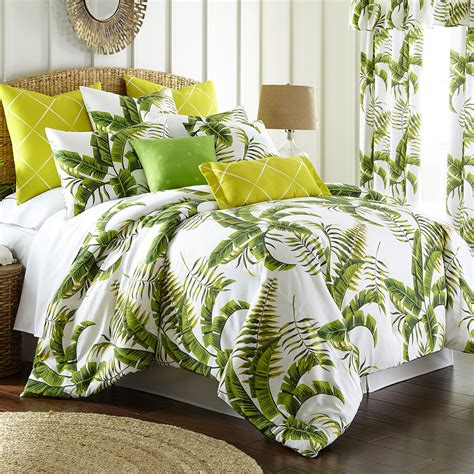 The comforter is available in full/queen and king/california king sizes, while the sham comes in standard, euro, or king sizes, and the set is. Lush Fronds Palm Leaf Tropical Mini Comforter Set