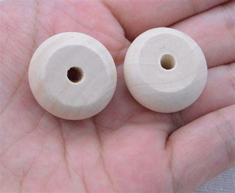 20 Pcs Wooden Beads Unfinished Wood Abacus Beads Curved Flat Etsy