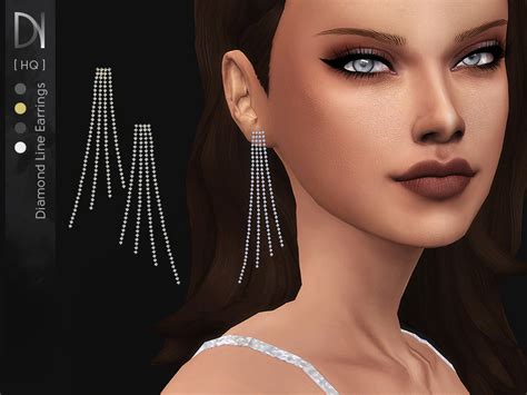 The Sims Resource Diamond Line Earrings