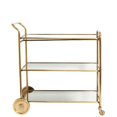 A Gold Metal And Glass Serving Cart