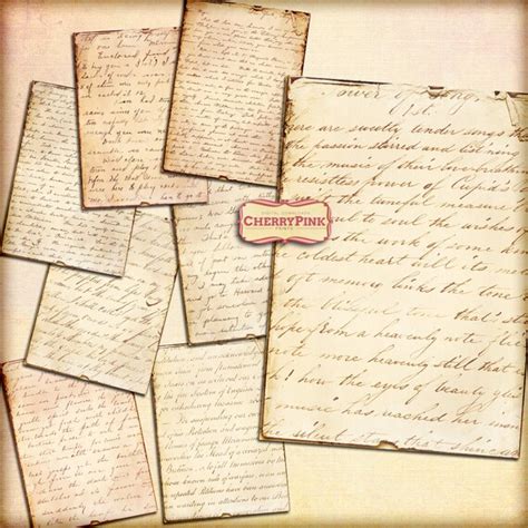 Vintage Handwriting Digital Collage Sheet Digital Paper